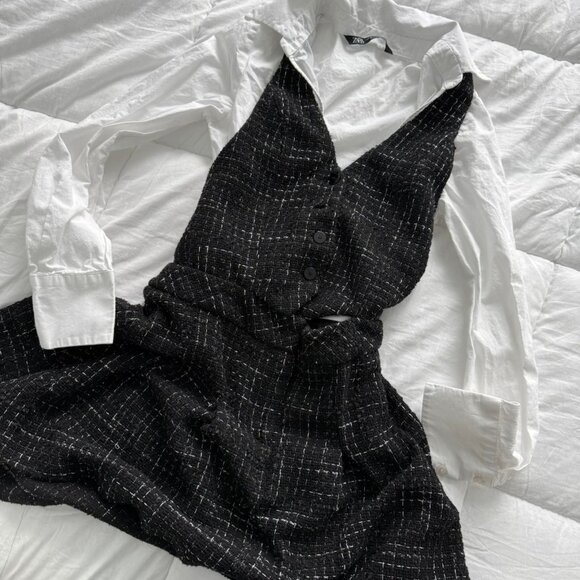 Button up Black and white Zara dress Size XS - Picture 1 of 4